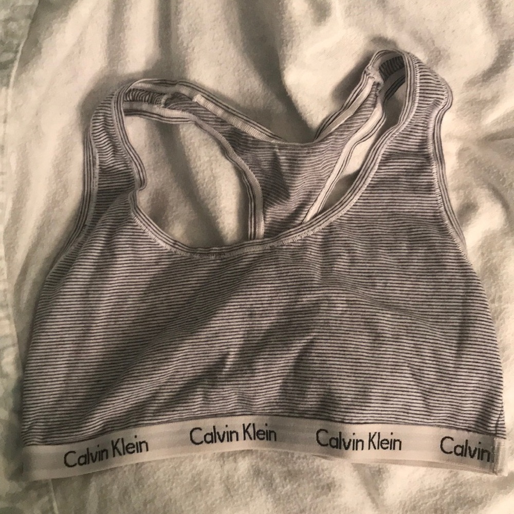 Striped Calvin Klein sports bra